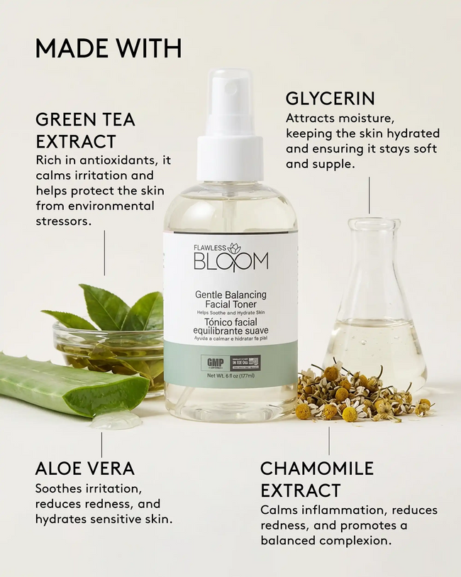 Gentle balancing toner ingredients